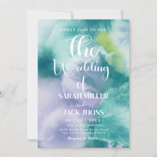 Convite de Casamento com Aquarela Vibrante