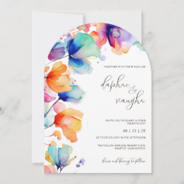Convite de Casamento com Arco de Aquarela Floral V