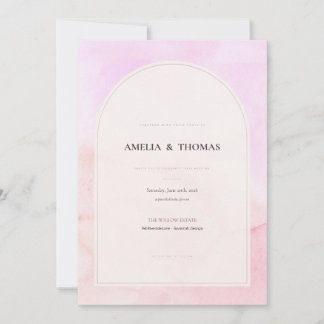 Convite de Casamento com Arco de Aquarela Rosa Blu