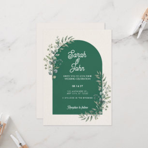 Convite de Casamento com Arco de Eucalipto Verde E