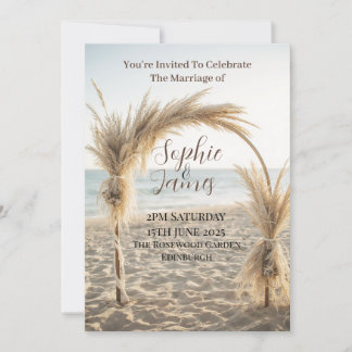 Convite de Casamento com Arco de Grama Pampas Boho