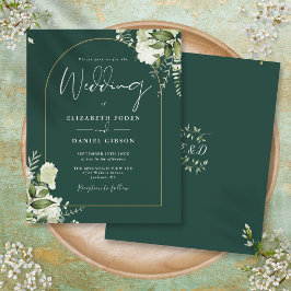 Convite de Casamento com Arco Dourado e Floral Esm