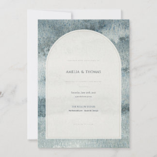 Convite de Casamento com Arco em Aquarela Azul Des