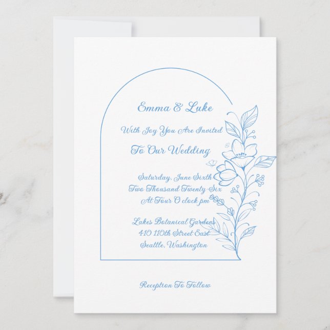 Convite de Casamento com Arco Floral (Frente)
