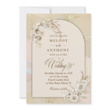 Convite de Casamento com Arco Floral Boho Branco M