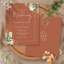 Convite de Casamento com Arco Floral de Terracota 