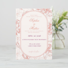 Convite de Casamento com Arco Floral Elegante Rosa