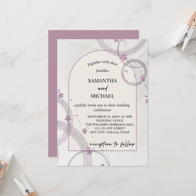 Convite de Casamento com Arco Floral Pastel Elegan (Frente/Verso In Situ)