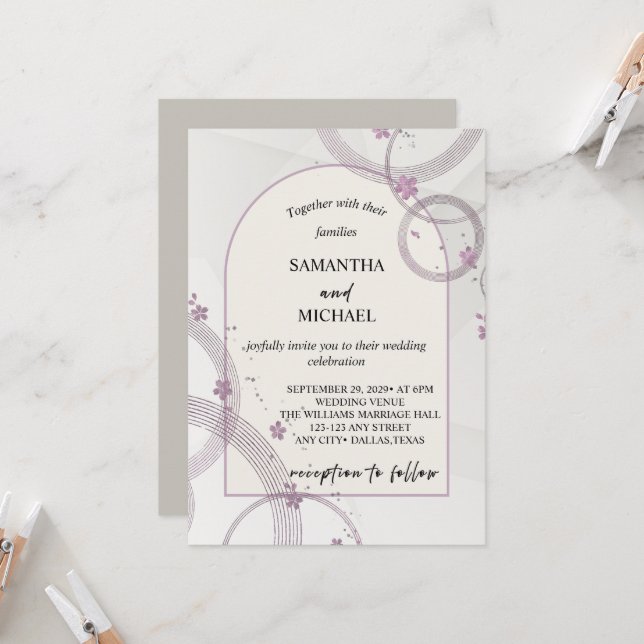 Convite de Casamento com Arco Floral Pastel Elegan (Frente/Verso In Situ)