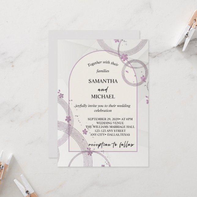 Convite de Casamento com Arco Floral Pastel Elegan (Frente/Verso In Situ)
