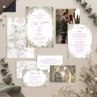 Convite de Casamento com Arco Floral Romântico em 