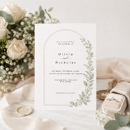 Convite de Casamento com Arco Minimalista e Folhag