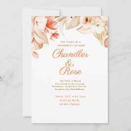 Convite de Casamento com Arranjo Floral Dourado