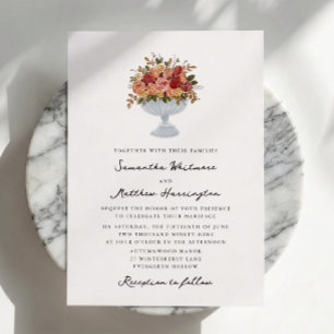Convite de Casamento com Arranjo Floral Outonal Ca
