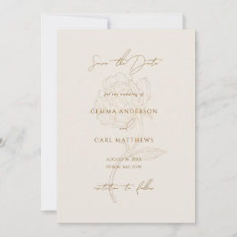 Convite de casamento com arte de linha de peônia d