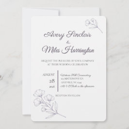 Convite de Casamento com Arte de Linha em Rosto Es