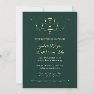 Convite de Casamento com Arte em Linha de Lustre d