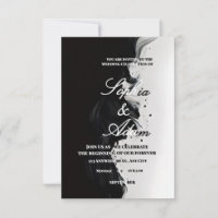 Convite de Casamento com Arte em Tinta Preta e Bra
