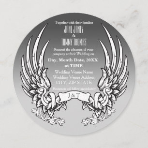 Convite de Casamento com Asas de Anjo e Faixa de F