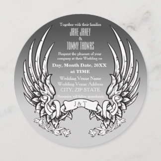 Convite de Casamento com Asas de Anjo e Faixa de F