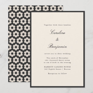 Convite de Casamento com Azulejo Hexagonal Preto M