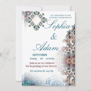 Convite de Casamento com Azulejos Marroquinos Eleg