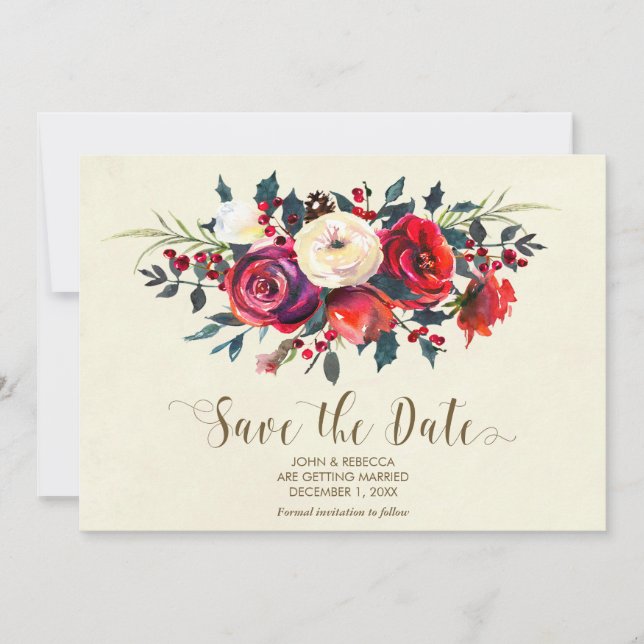 convite de casamento com bagas de inverno para sal (Frente)