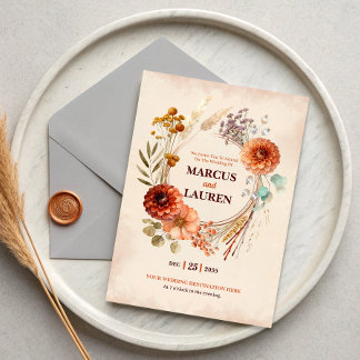 Convite de Casamento com Borda de Grinalda Floral 