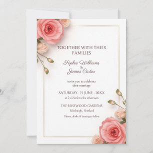 Convite de Casamento com Borda em Rosa Dourado