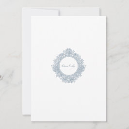 Convite de Casamento com Borda Floral Azul Poeira