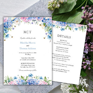 Convite de Casamento com Bordadura de Hortênsia Az
