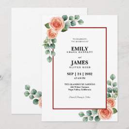 Convite de Casamento com Bordadura Floral de Eucal