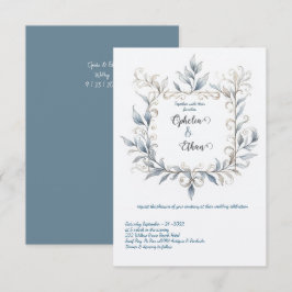 Convite de Casamento com Bordadura Floral em Aquar