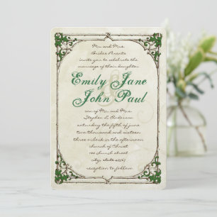 Convite de Casamento com Bordas de Hera e Galhos R
