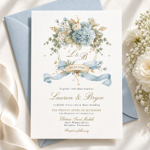 Convite de Casamento com Brasão de Aquarela de Hor