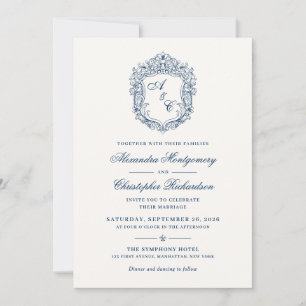 Convite de Casamento com Brasão Monograma em Estil