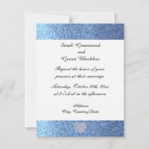 Convite de Casamento com Brilho Azul Sonhador