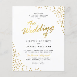Convite de Casamento com Brilho Dourado Branco Orç