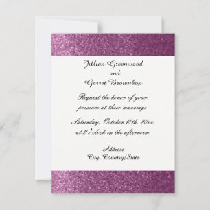 Convite de Casamento com Brilho Falso Roxo