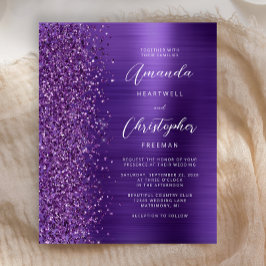 Convite de Casamento com Brilho Glam Roxo Orçament