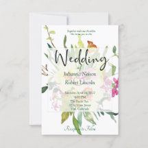 Convite de casamento com buquê de narcisos da prim