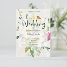 Convite de casamento com buquê de narcisos da prim