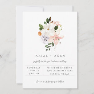 Convite de Casamento com Buquê Floral de Jardim El