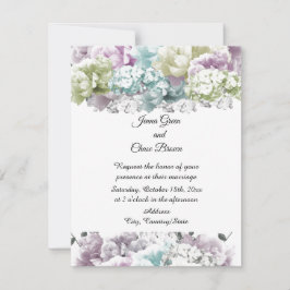 Convite de Casamento com Buquê Pastel Misto
