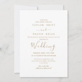 Convite de Casamento com Caligrafia Dourada