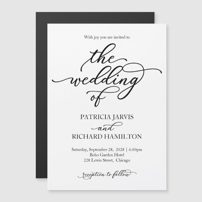 Convite de Casamento com Caligrafia Elegante (Frente/Verso)