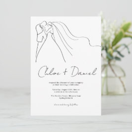 Convite de Casamento com Caligrafia Elegante Minim