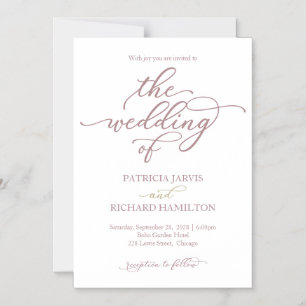 Convite de Casamento com Caligrafia em Dourado Ros