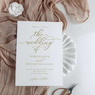 Convite de Casamento com Caligrafia em Ouro Elegan