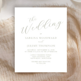 Convite de Casamento com Caligrafia em Verde Sage 
